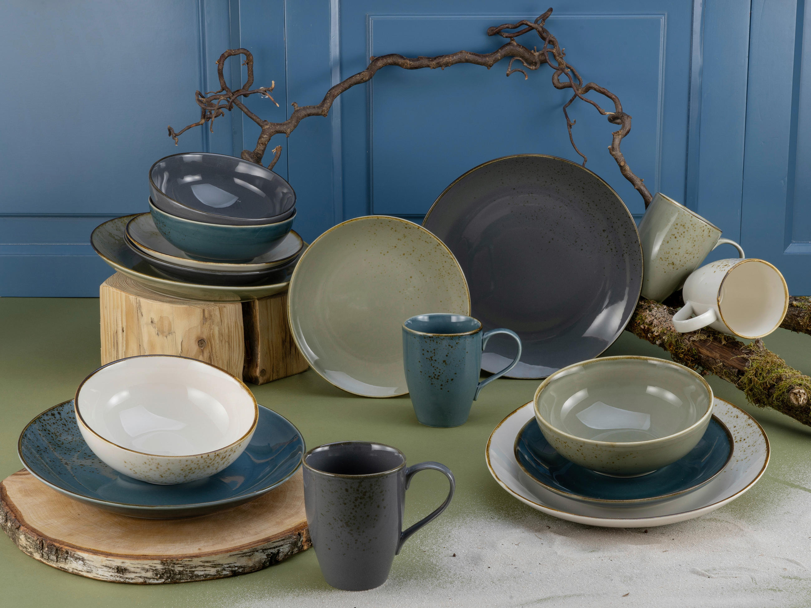 KOMBISERVICE 16-teilig NATURE COLLECTION NORDIC STYLE  - Multicolor, Basics, Keramik (34/31,5/33cm) - Creatable
