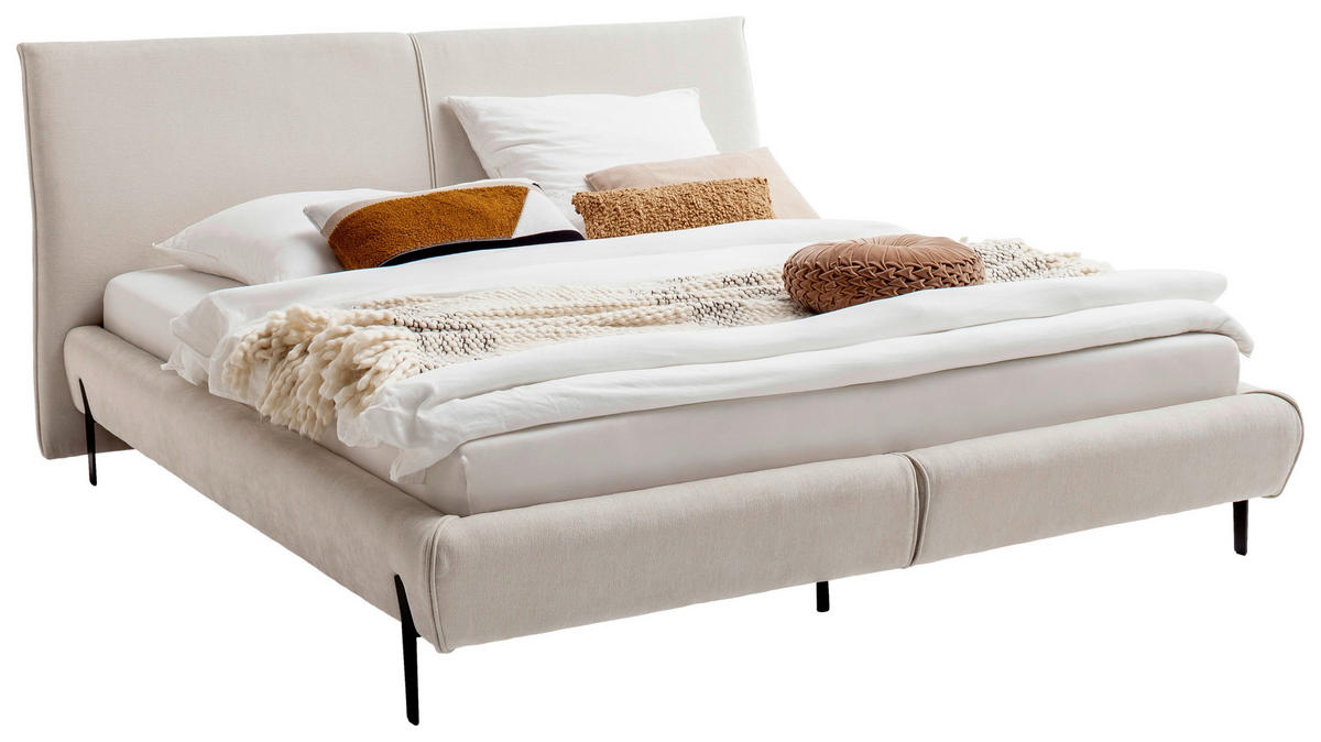 POLSTERBETT Creme 180/200 cm  - Creme/Schwarz, MODERN, Holzwerkstoff/Textil (180/200cm) - MID.YOU