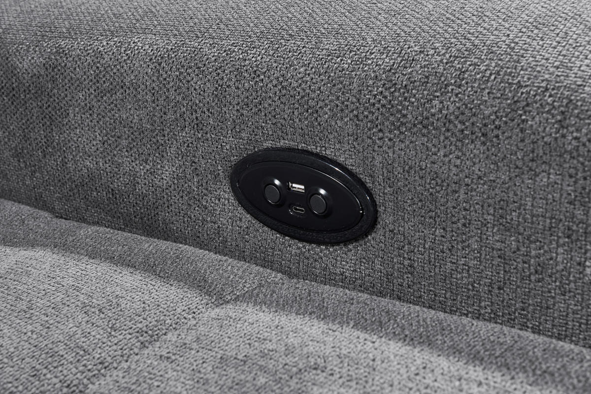 ECKSOFA in Webstoff Anthrazit  - Anthrazit/Schwarz, Konventionell, Kunststoff/Textil (200/282cm) - MID.YOU