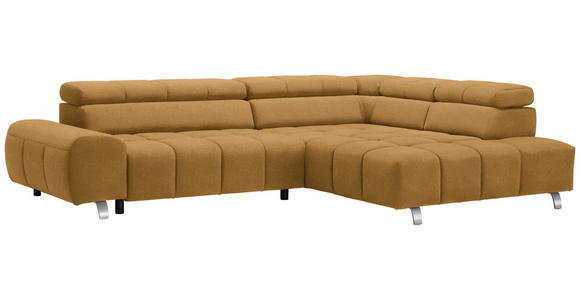 ECKSOFA  in Webstoff Goldfarben  295/201 cm  - Dunkelgrau/Silberfarben, Design, Textil/Metall (295/201cm) - Hom`in