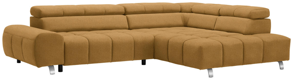 ECKSOFA Goldfarben Webstoff  - Dunkelgrau/Silberfarben, Design, Textil/Metall (295/201cm) - Hom`in