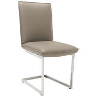 SCHWINGSTUHL  in Nickel Echtleder pigmentiert  - Taupe/Edelstahlfarben, Design, Leder/Metall (48/93/65cm) - Ambiente