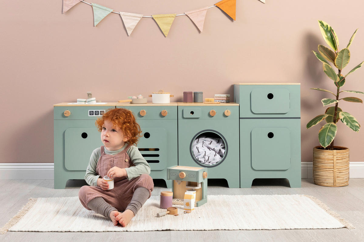 KINDERKÜCHE MIX & MATCH - Salbeigrün/Naturfarben, Basics, Holz/Holzwerkstoff (35/31,5/48cm) - MUSTERKIND