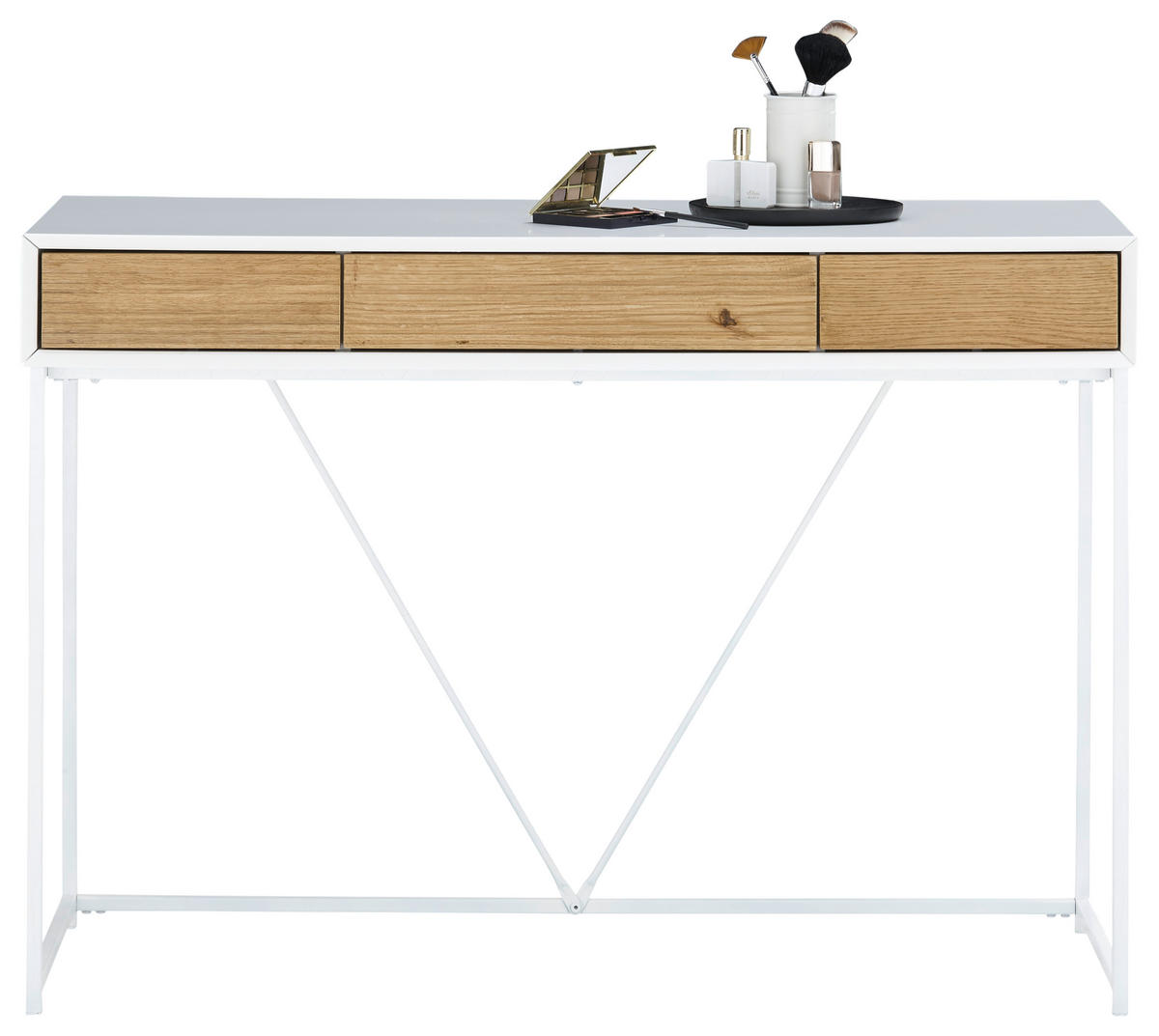KONSOLENTISCH in Holz, Metall, Holzwerkstoff 110/40/77 cm    - Eichefarben/Weiß, Natur, Holz/Holzwerkstoff (110/40/77cm)