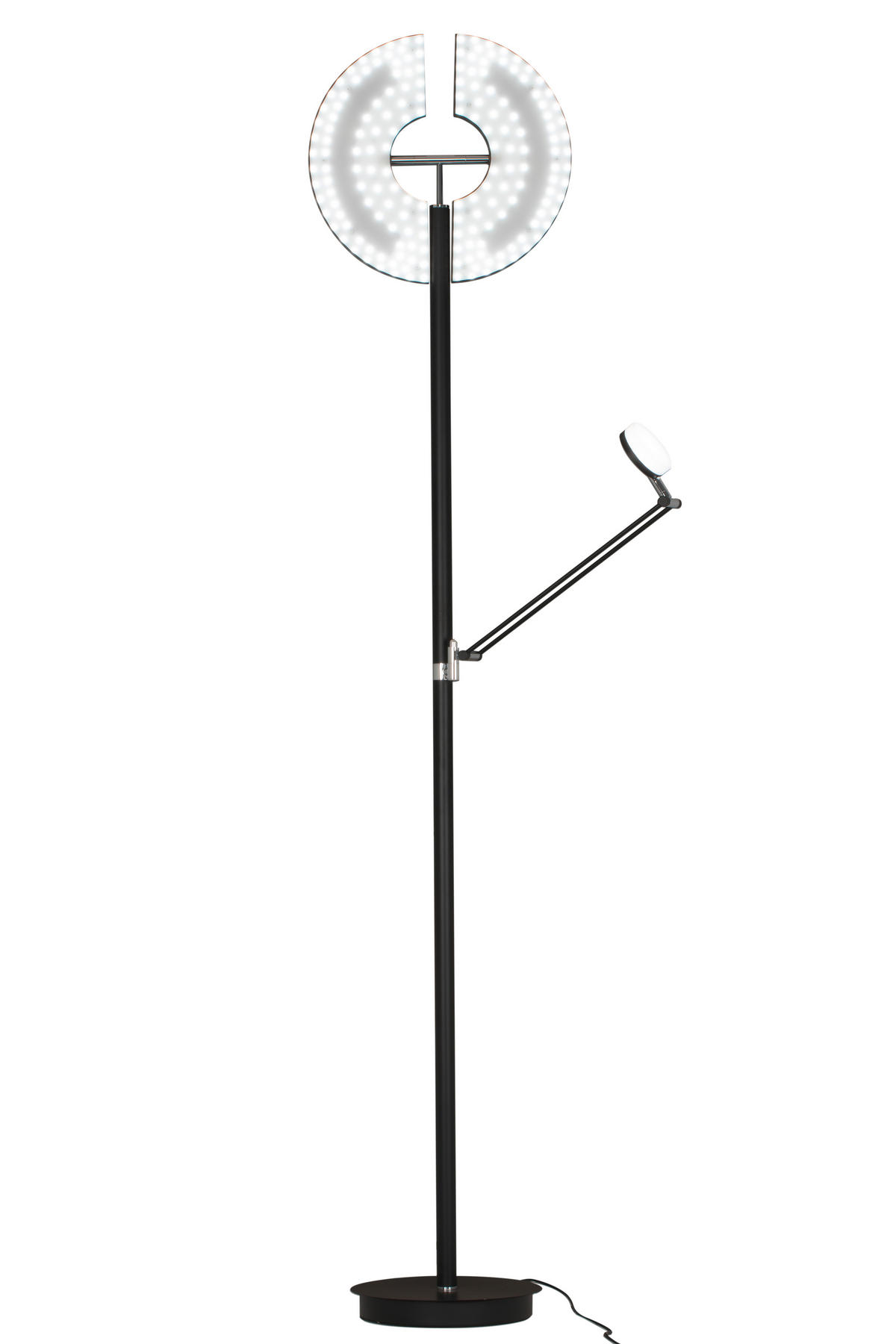 STOJACIA LED LAMPA, 41/39,35/182,80 cm - čierna/prírodná farba, Basics, kov/drevo (41/39,35/182,80cm) - Dieter Knoll