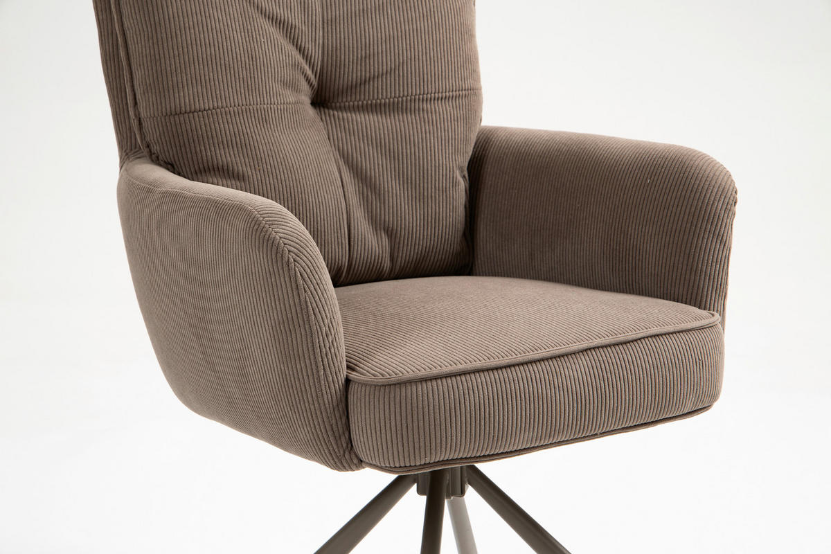 ARMLEHNSTUHL  in Feincord  - Braun, Design, Textil/Metall (61/95/67cm) - Novel