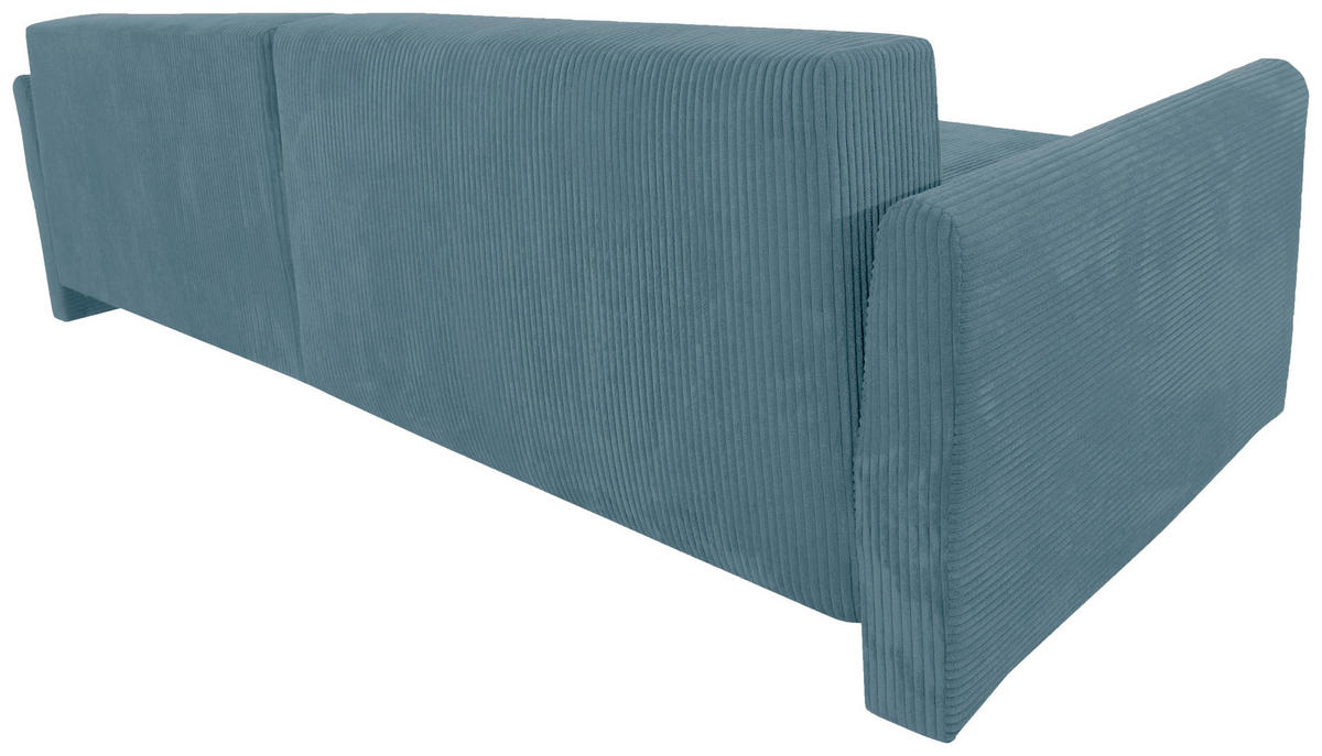 ECKSOFA in Cord Hellblau  228/146 cm  - Schwarz/Hellblau, KONVENTIONELL, Kunststoff/Textil (228/146cm) - MID.YOU