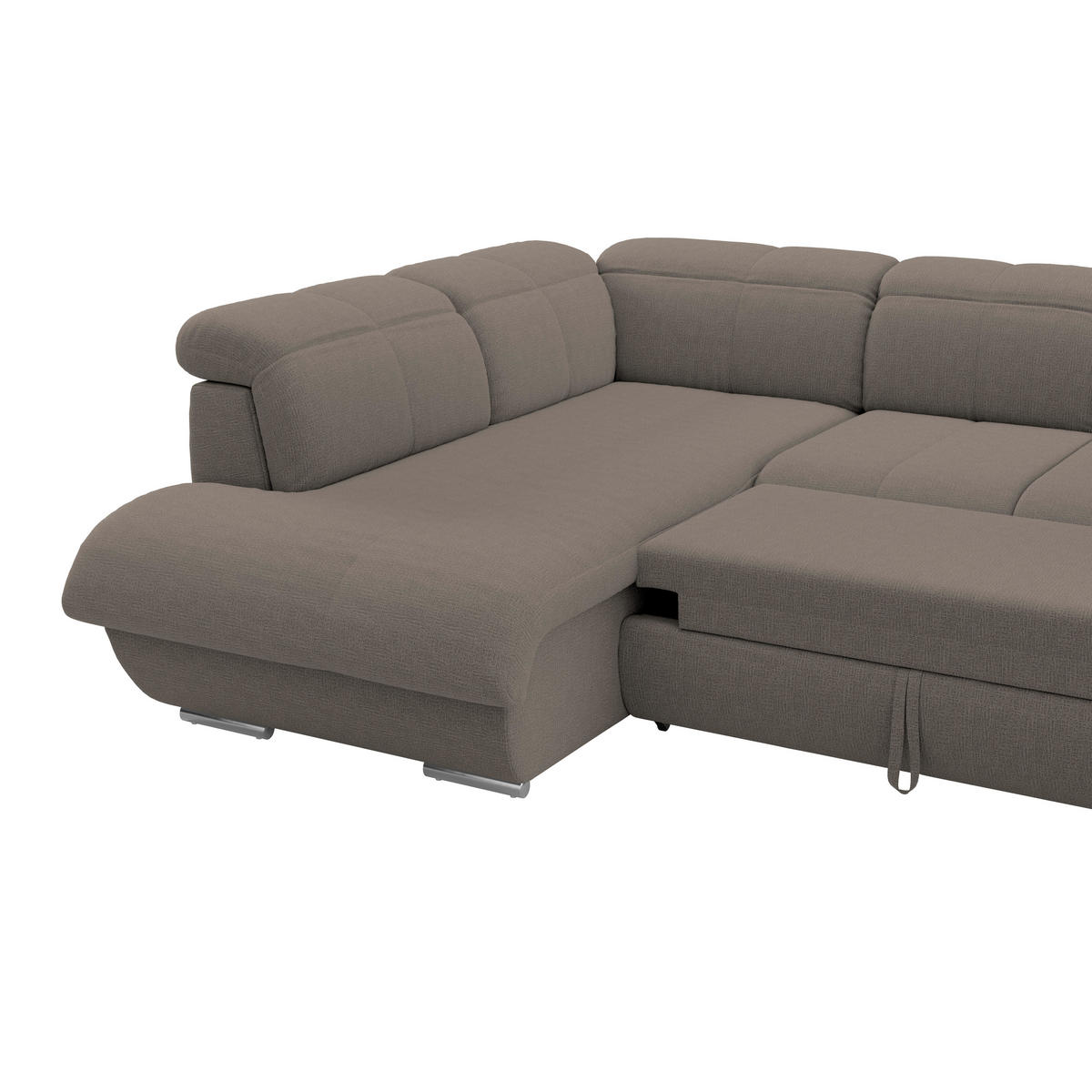 WOHNLANDSCHAFT MULTI Dunkelbraun Chenille  - Chromfarben/Dunkelbraun, MODERN, Textil/Metall (228/345/184cm) - Livetastic