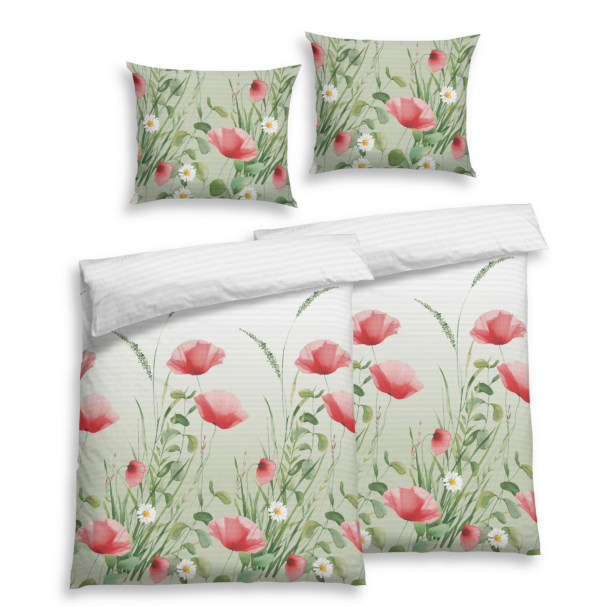 BETTWÄSCHE 4-teilig Seersucker 140/200 cm  - Grün, Basics, Textil (140/200cm) - Florella