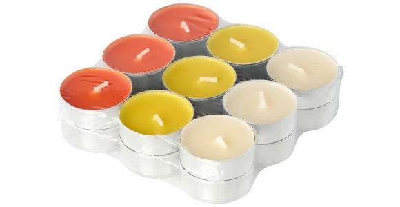 TEELICHTSET 18 Stück  - Gelb/Dunkelorange, Basics, Naturmaterialien/Paraffin (11,4/2,9cm) - Ambia Home
