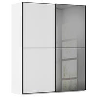 SCHWEBETÜRENSCHRANK 181/223/68 cm 2-türig Weiß, Schwarz  - Schwarz/Weiß, KONVENTIONELL, Glas/Holzwerkstoff (181/223/68cm) - Novel