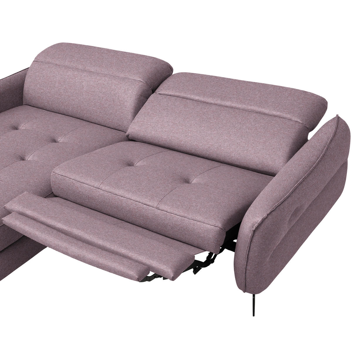 ECKSOFA Flachgewebe Altrosa  - Schwarz/Altrosa, Design, Textil/Metall (175/246cm) - Celina