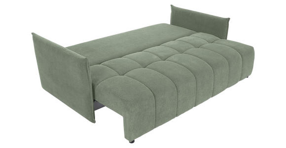 SCHLAFSOFA Plüsch Salbeigrün  inkl. Zierkissen, Rückenkissen, Bettkasten, Schlaffunktion, Rücken echt, Liegefläche im Originalstoff  - Salbeigrün/Schwarz, KONVENTIONELL, Kunststoff/Textil (200/73/105cm) - Carryhome