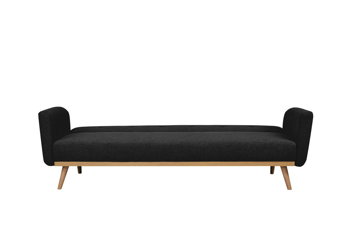 SCHLAFSOFA in Struktur Schwarz  - Schwarz/Naturfarben, MODERN, Holz/Textil (212/79/85cm) - Livetastic