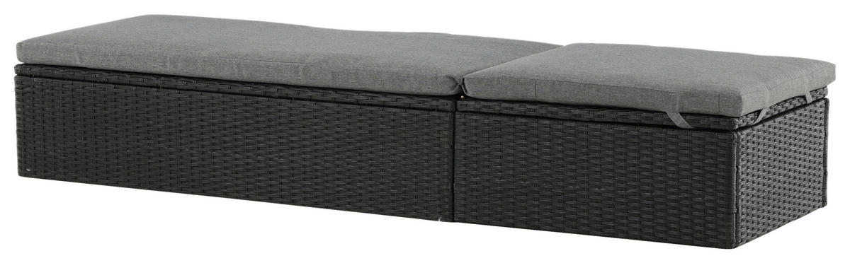 SONNENLIEGE 60.5/37.5/198 cm  - Schwarz/Grau, KONVENTIONELL, Kunststoff/Textil (60.5/37.5/198cm) - Gardenson
