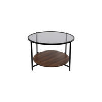 COUCHTISCH 80/45/80 cm Rauchglas rund Braun, Multicolor, Schwarz, Nussbaumfarben, Walnussfarben einfacher Aufbau  - Nussbaumfarben/Walnussfarben, Design, Glas/Holzwerkstoff (80/45/80cm) - MID.YOU