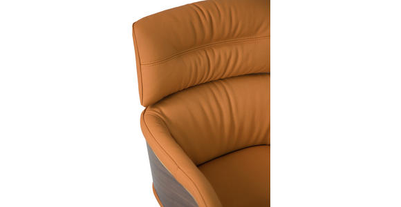 ARMLEHNSTUHL  Lederauswahl, Wippfunktion, Sitzfläche 360° drehbar, automatische Rückholfunktion  Echtleder  - Cognac/Walnussfarben, Design, Leder/Holz (62/92/66cm) - Dieter Knoll