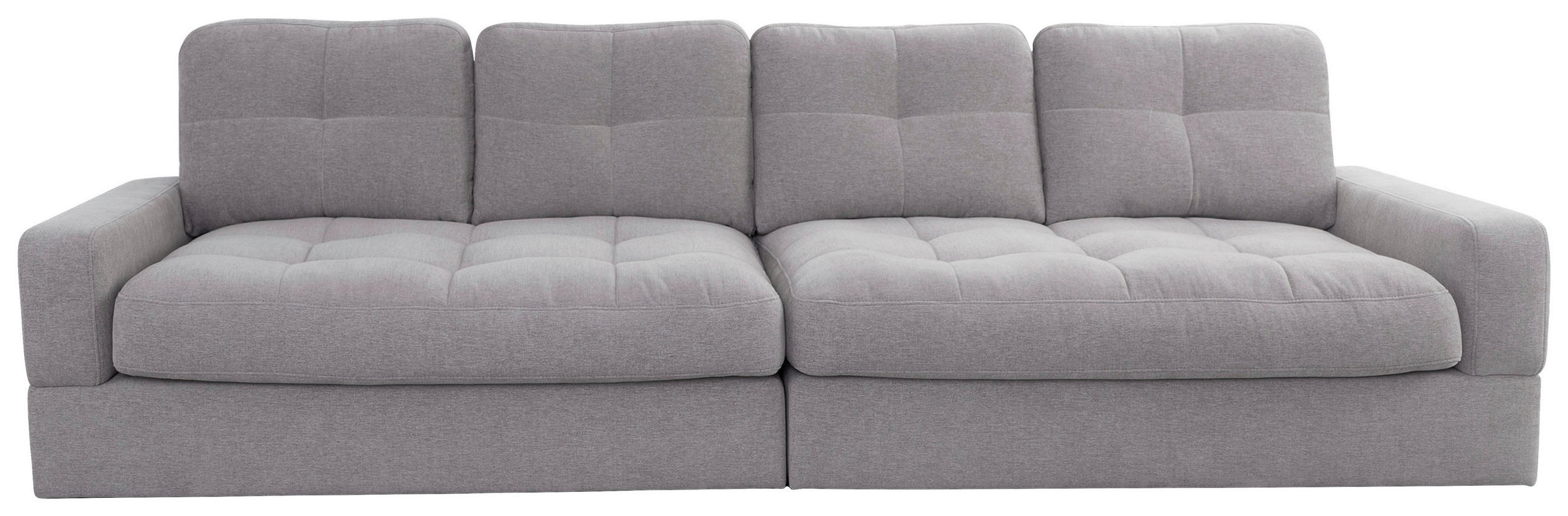 BIGSOFA Chenille Hellgrau  - Hellgrau/Schwarz, KONVENTIONELL, Kunststoff/Textil (302/88/106cm) - Cantus