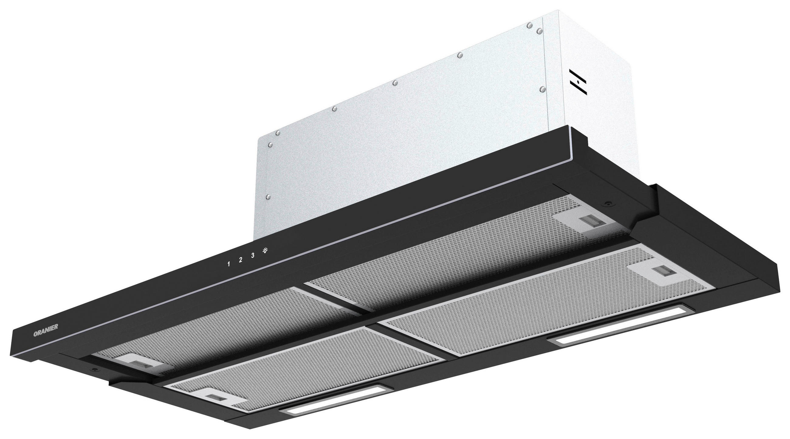 DUNSTABZUGSHAUBE FLA690  - Edelstahlfarben/Schwarz, Basics, Glas/Metall (89,8/38,4/31,5cm) - Oranier