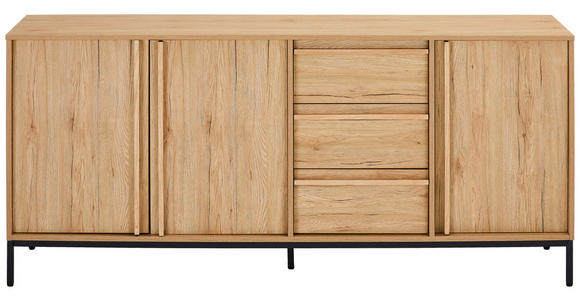 SIDEBOARD WABI 180/81/40 cm 3 Schublade(n)  - Eichefarben/Schwarz, Design, Holz/Holzwerkstoff (180/81/40cm) - Xora