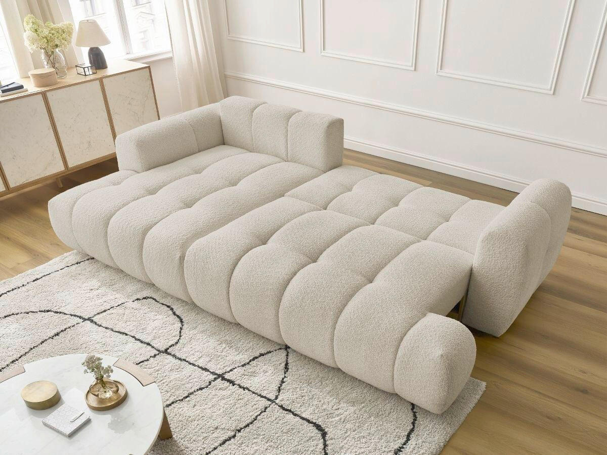 ECKSCHLAFSOFA FUJI Bouclé Beige  inkl.  - Beige/Schwarz, MODERN, Kunststoff/Textil (160/292cm)