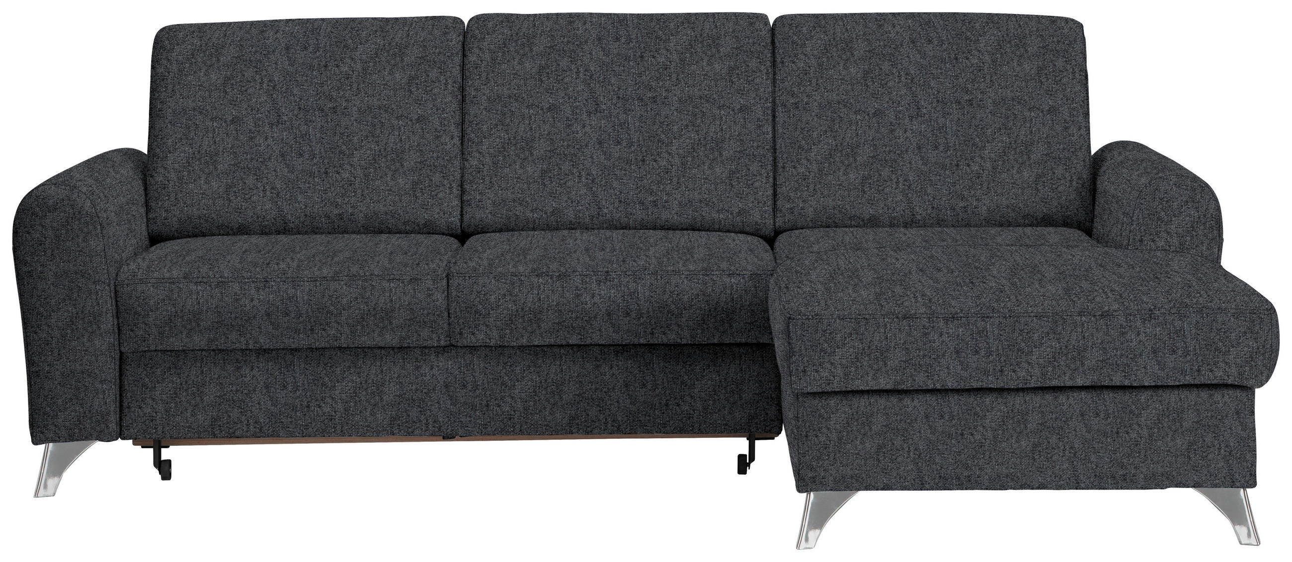 ECKSOFA Hellgrau Flachgewebe  - Silberfarben/Hellgrau, Design, Textil/Metall (244/167cm) - Cantus