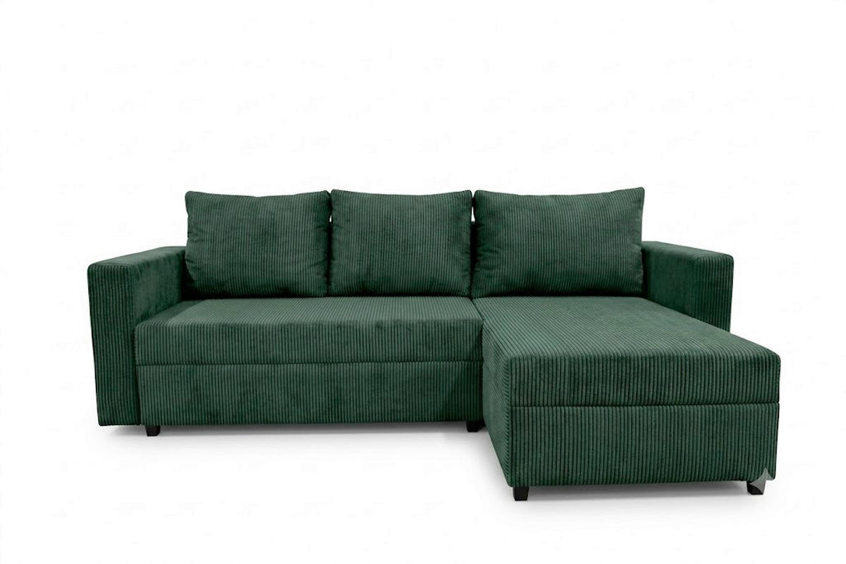 ECKSOFA Cord Grün  - Schwarz/Grün, Design, Kunststoff/Textil (230/156cm) - P & B