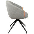 ARMLEHNSTUHL  Sitzfläche 360° drehbar, automatische Rückholfunktion Leinenoptik  - Schwarz/Grau, Design, Holz/Textil (61/84/62cm) - Valnatura