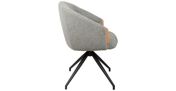 ARMLEHNSTUHL  Sitzfläche 360° drehbar, automatische Rückholfunktion Leinenoptik  - Schwarz/Grau, Design, Holz/Textil (61/84/62cm) - Valnatura