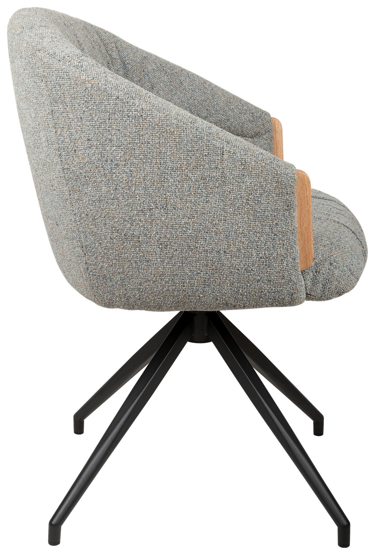 ARMLEHNSTUHL  Sitzfläche 360° drehbar, automatische Rückholfunktion Leinenoptik  - Schwarz/Grau, Design, Holz/Textil (61/84/62cm) - Valnatura