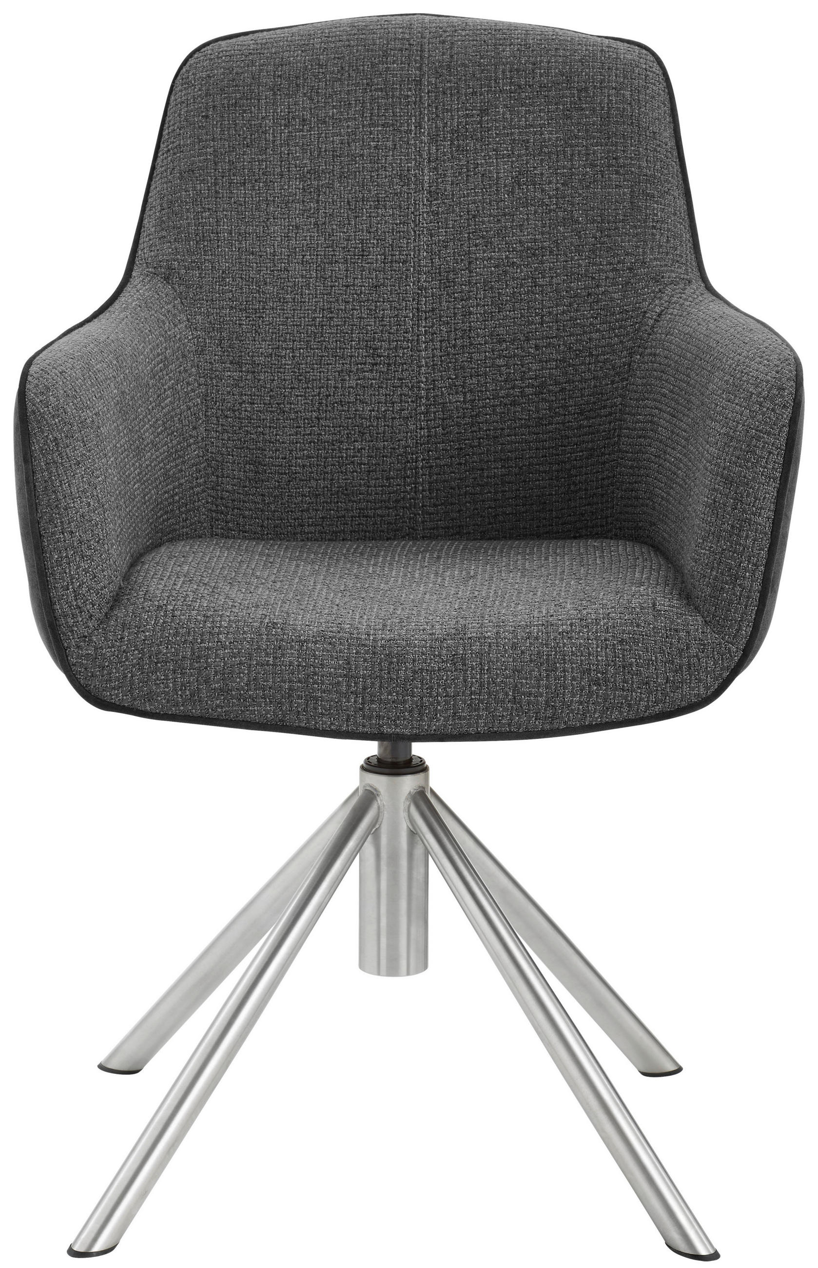 ARMLEHNSTUHL drehbar  in Edelstahl Flachgewebe  - Edelstahlfarben/Anthrazit, Design, Textil/Metall (60/88/64cm) - Novel