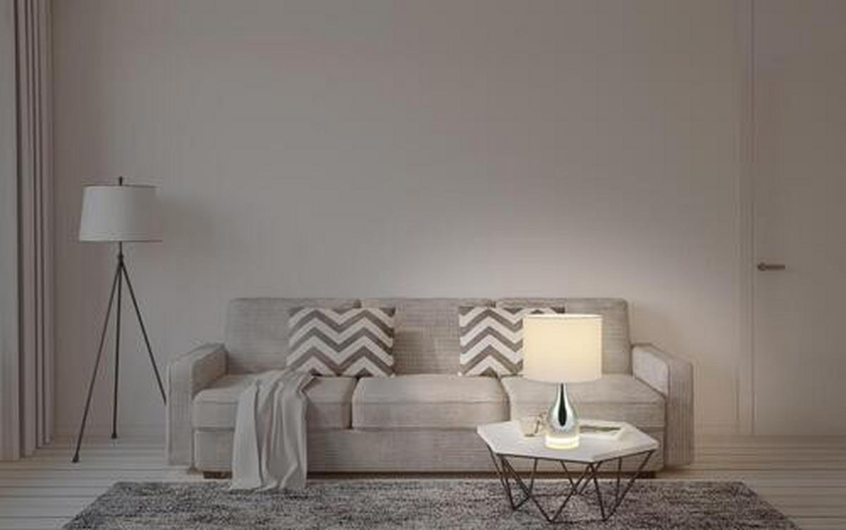 LED-TISCHLEUCHTE 25/43,5 cm   - Chromfarben/Weiß, KONVENTIONELL, Kunststoff/Textil (25/43,5cm) - Näve