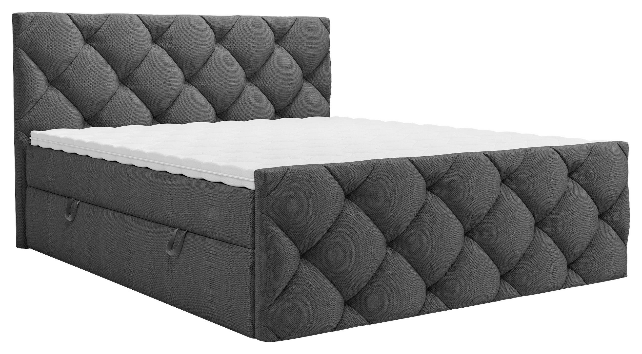 BOXBETT 200/200 cm  in Anthrazit  - Anthrazit/Schwarz, KONVENTIONELL, Kunststoff/Textil (200/200cm) - Carryhome
