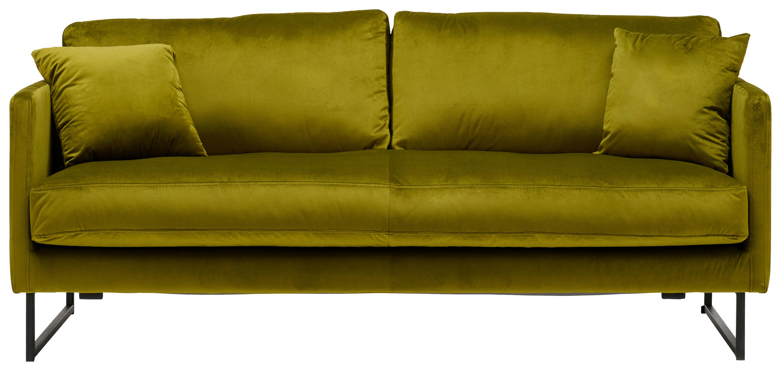 2,5-SITZER Samt Grün  - Schwarz/Grün, Design, Textil/Metall (180/78/84cm) - Carryhome