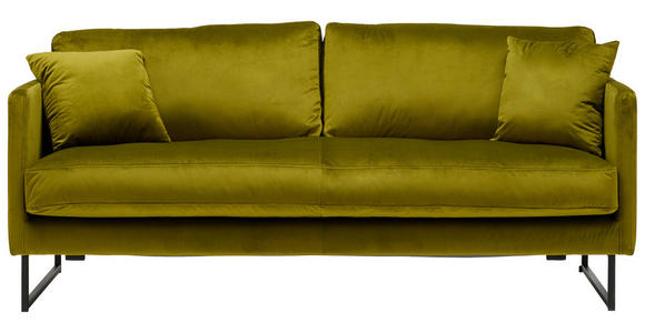 2,5-SITZER  in Samt Grün  - Schwarz/Grün, Design, Textil/Metall (180/78/84cm) - Carryhome