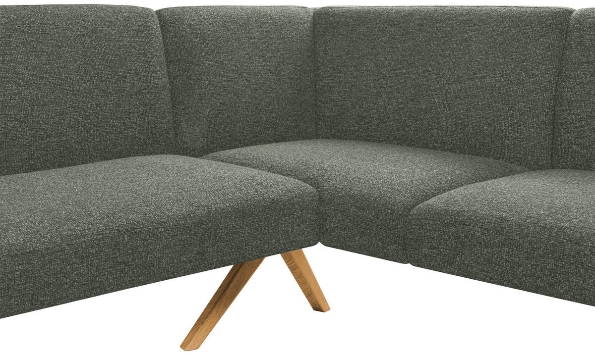 ECKBANK Holz, Textil Graugrün  - Eichefarben/Graugrün, Konventionell, Holz/Textil (238/172cm) - Linea Natura