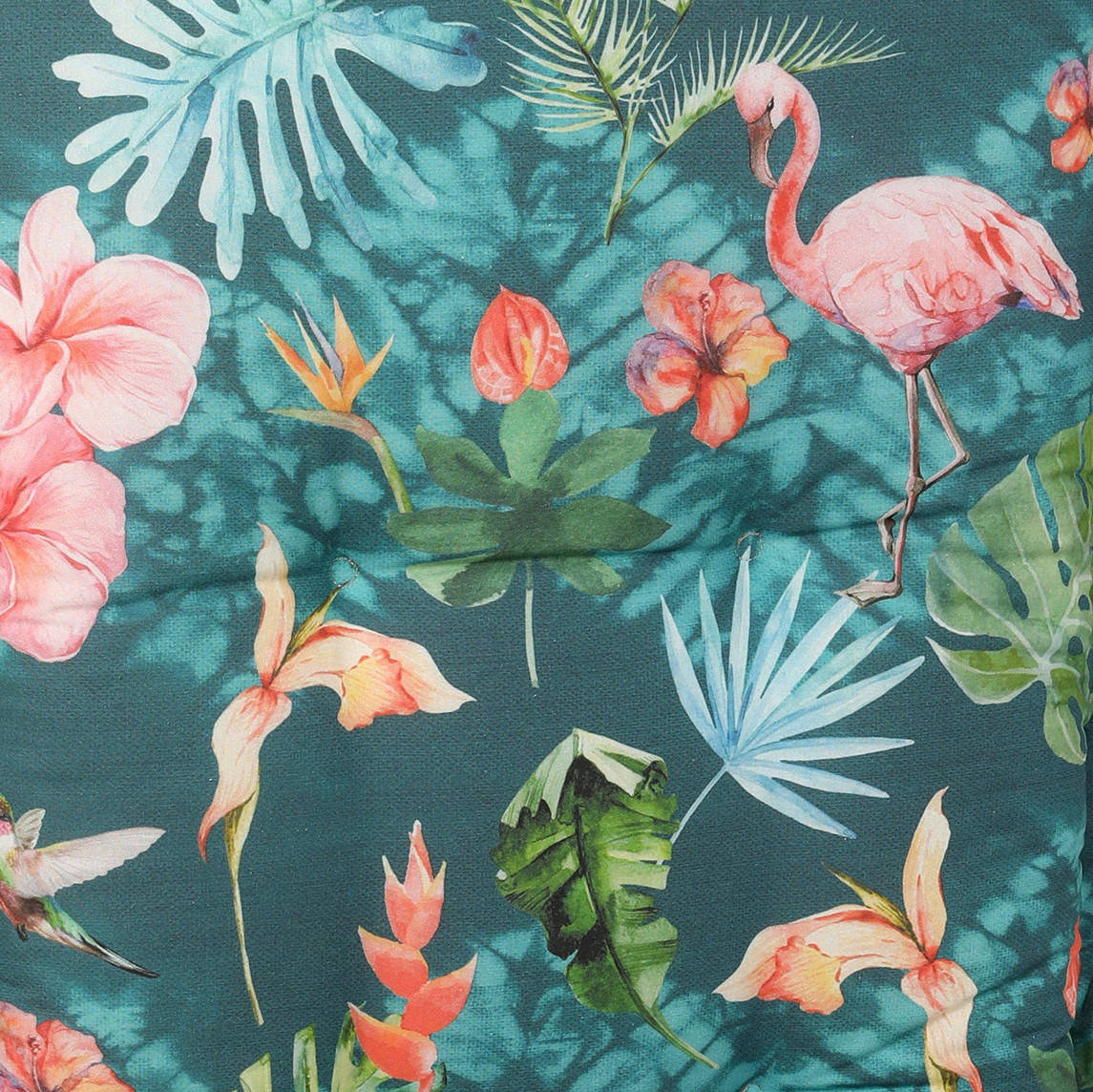Thumbnail - Gartensitzkissenset, Blau, Grün, Rosa, Textil, 2-teilig, Flamingo, Füllung: Polyester, Hohlfaser, quadratisch, 48x48 cm,...