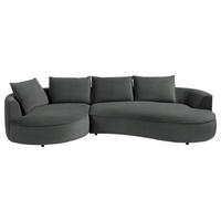 BIGSOFA in Samt Dunkelgrau  - Dunkelgrau/Schwarz, Design, Kunststoff/Textil (154/82/322cm) - home24
