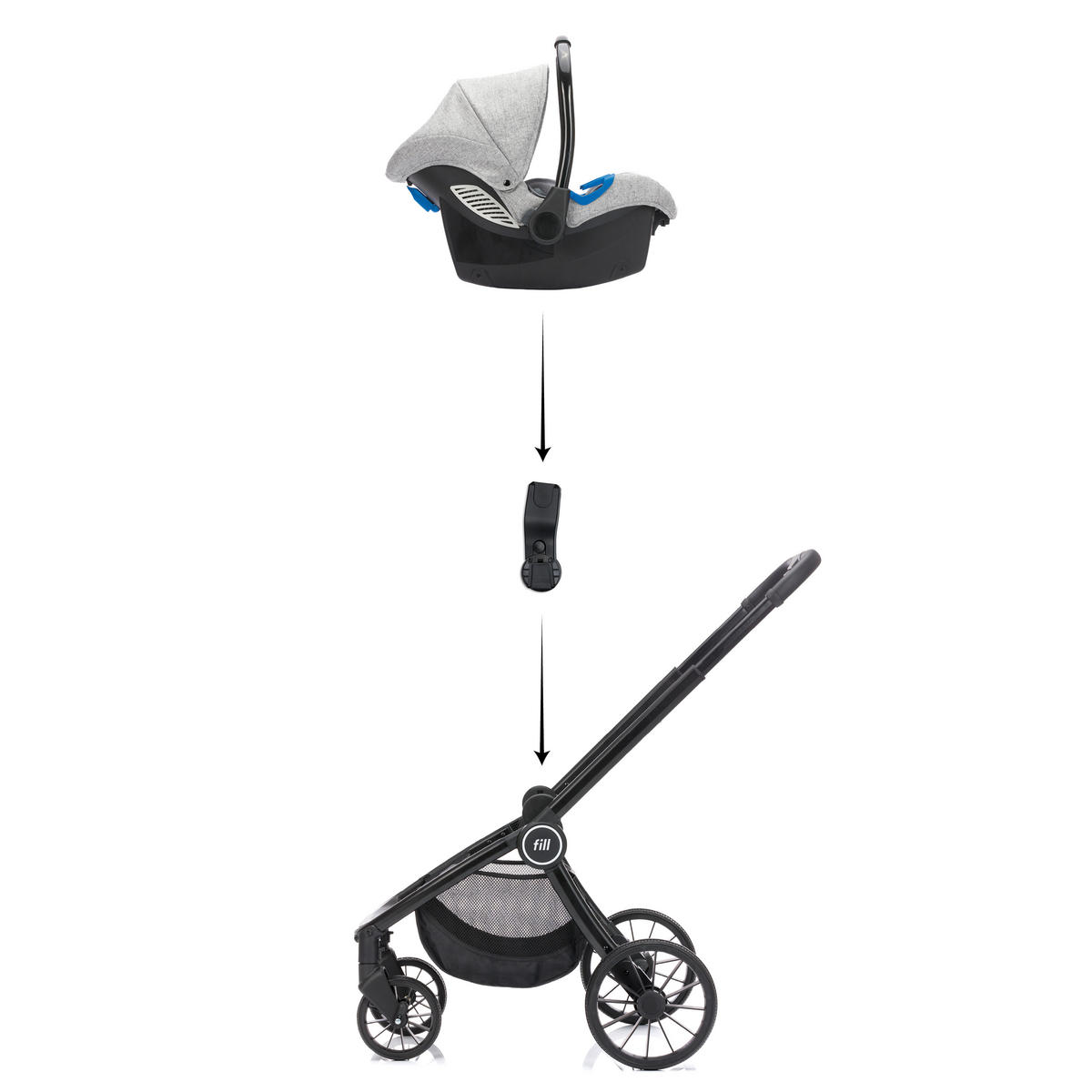 BABYSCHALENADAPTER - Schwarz, Basics, Kunststoff (8/22cm) - Fillikid