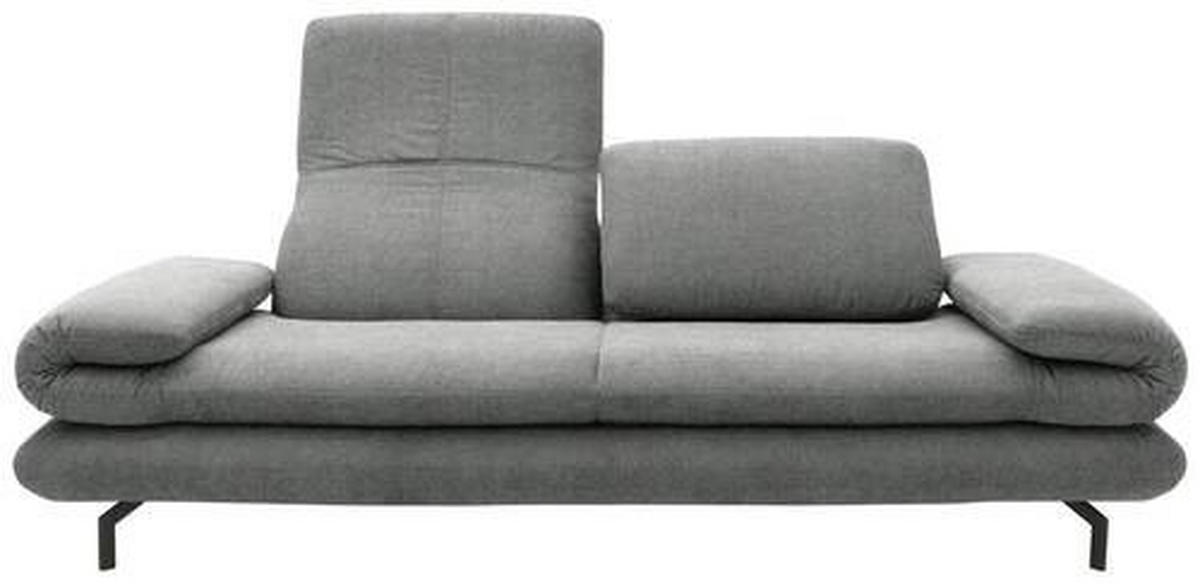 2,5-SITZER mit Funktionen in Webstoff Grau  - Schwarz/Grau, Design, Textil/Metall (224 (284)/83 (110)/98cm) - LOOKS by W.Joop