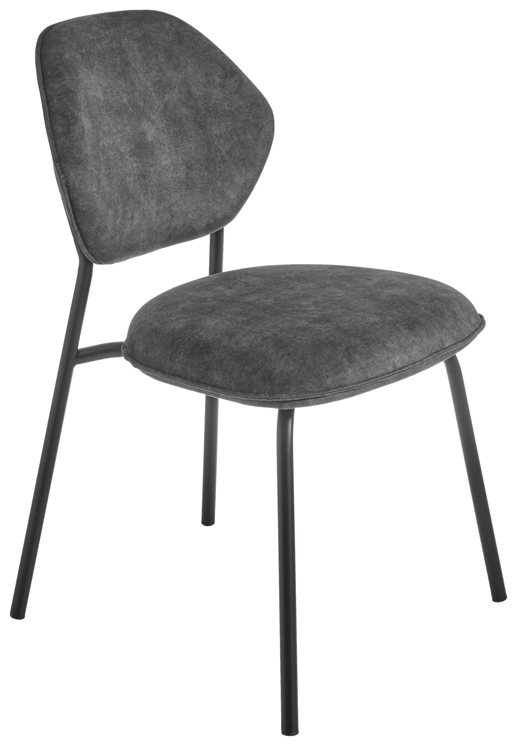 STUHL  Stoffauswahl, stapelbar Velours  - Schwarz/Grau, Basics, Textil/Metall (51/85/63cm) - Celina Home