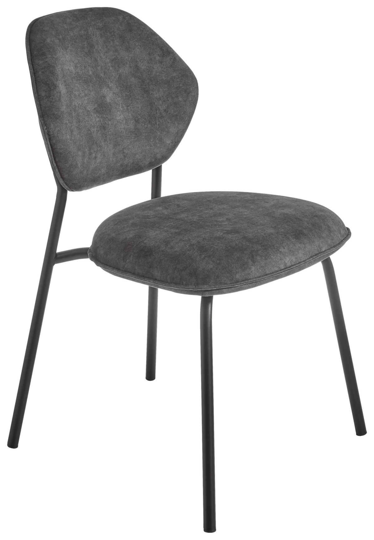 STUHL  Stoffauswahl, stapelbar Velours  - Schwarz/Grau, Basics, Textil/Metall (51/85/63cm) - Celina Home