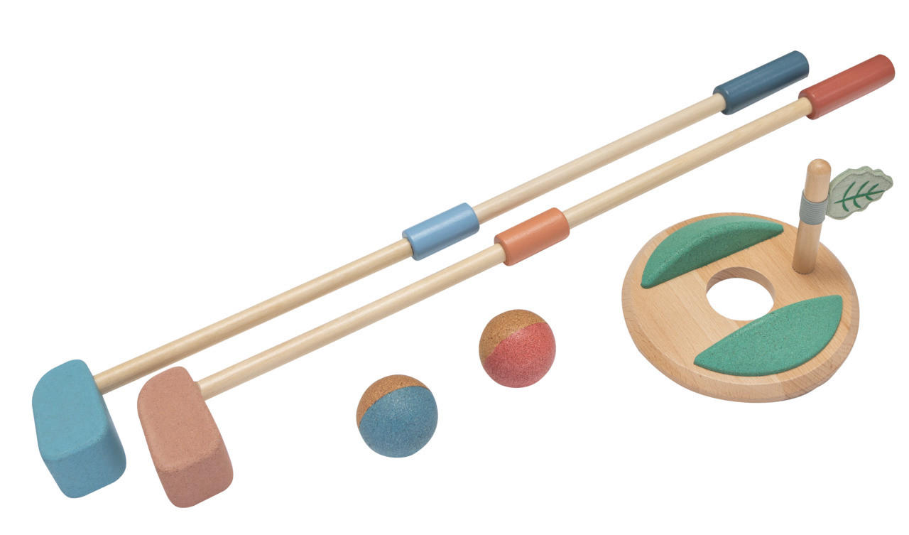 KINDERGOLFTROLLEY - Hellrot/Hellgrün, Basics, Holz/Holzwerkstoff (0,62kg)