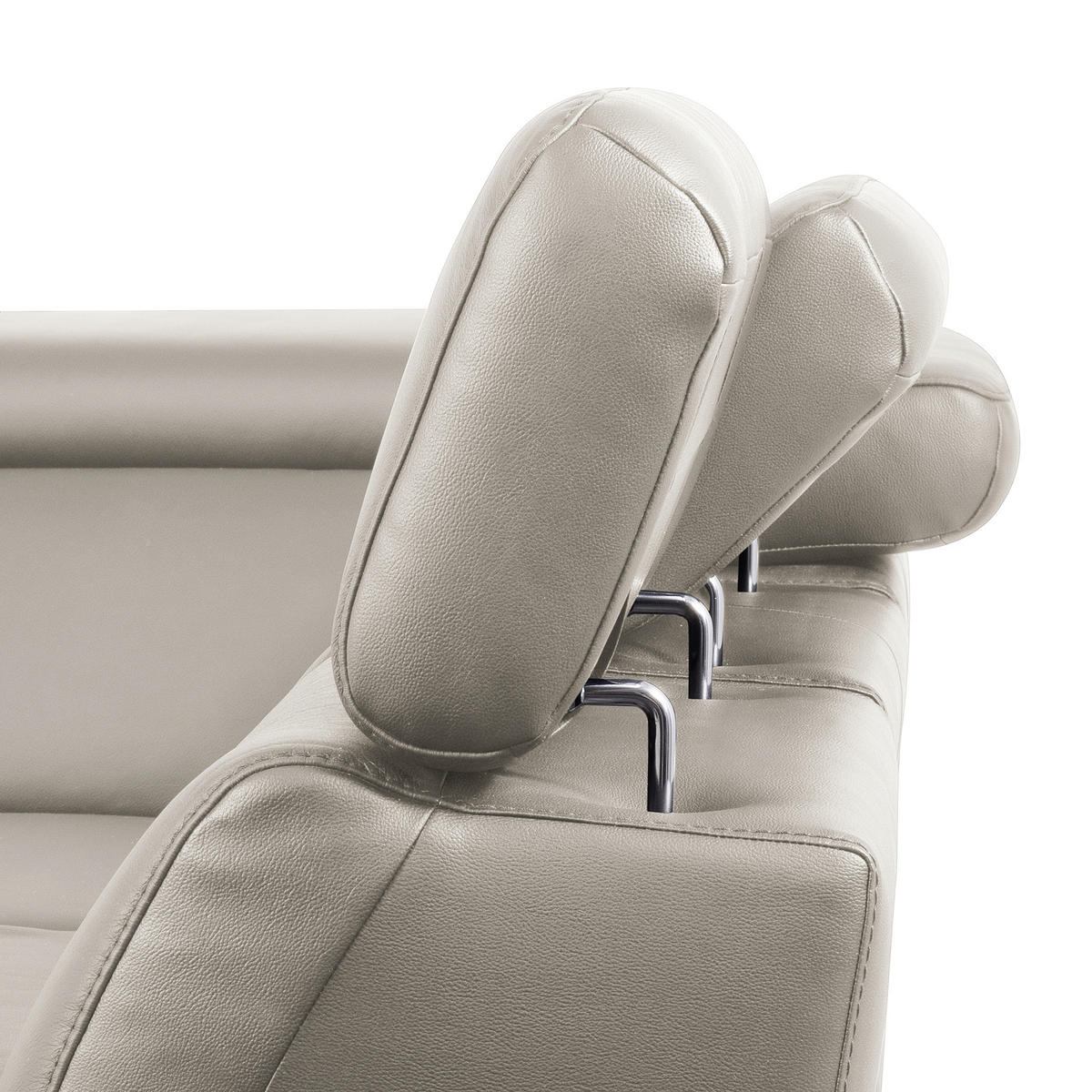 ECKSOFA  in Lederlook Echtleder Platinfarben  220/274 cm  - Platinfarben/Schwarz, Design, Leder/Textil (220/274cm) - Livetastic