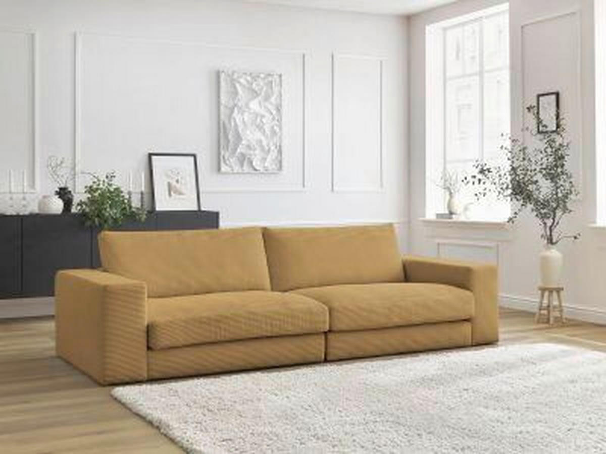 3-SITZER-SOFA LEONARD Cord Gelb  - Gelb/Schwarz, MODERN, Kunststoff/Textil (274/77/109cm)