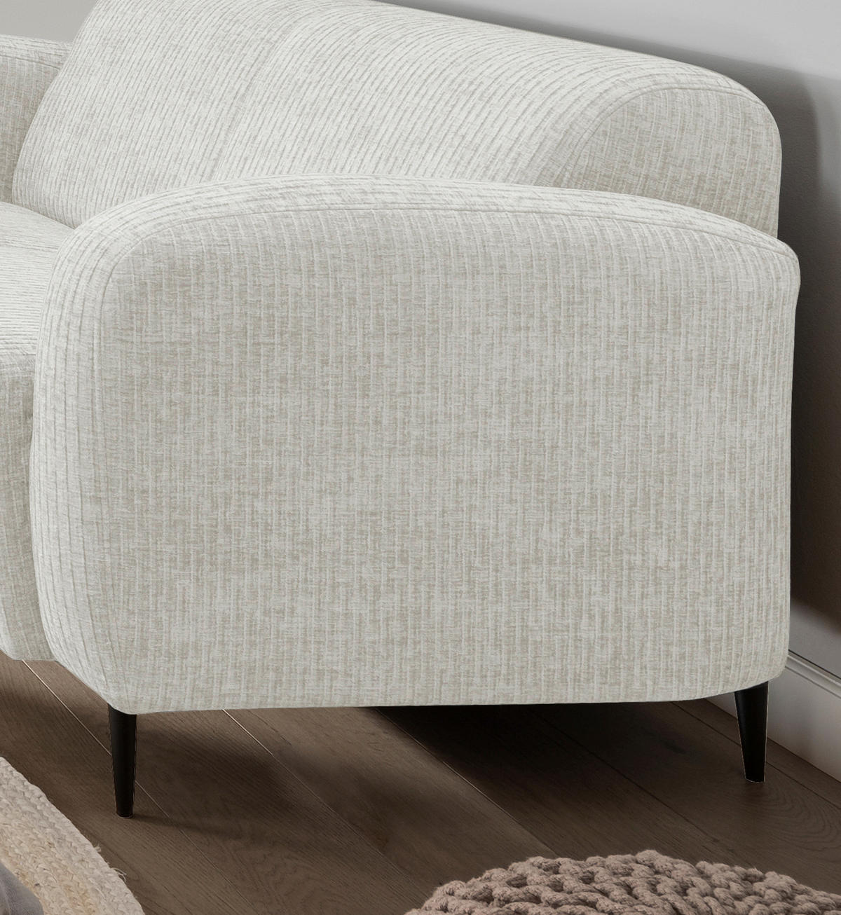 3-SITZER-SOFA Mikrofaser Weiß  - Schwarz/Weiß, MODERN, Textil/Metall (180/76/90cm) - Livetastic