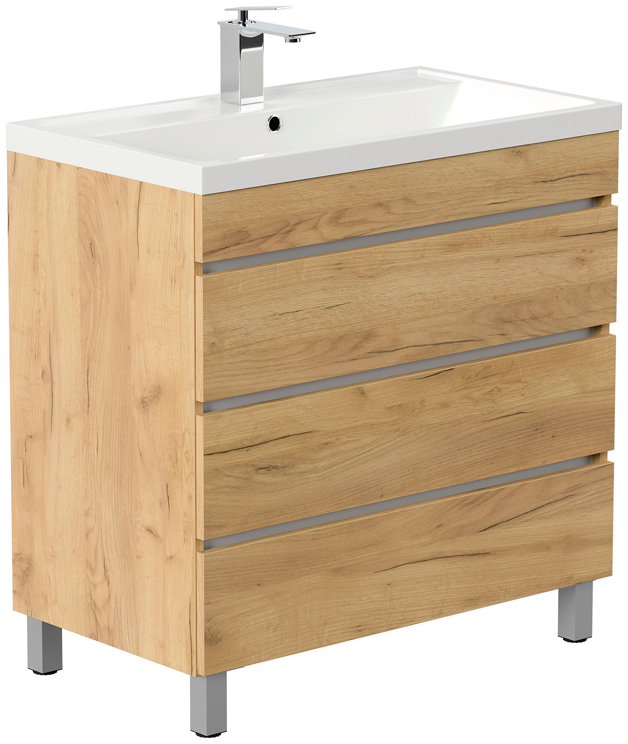 WASCHTISCHKOMBI 80 cm  - Eichefarben, Trend, Holzwerkstoff/Kunststoff (80cm) - MID.YOU