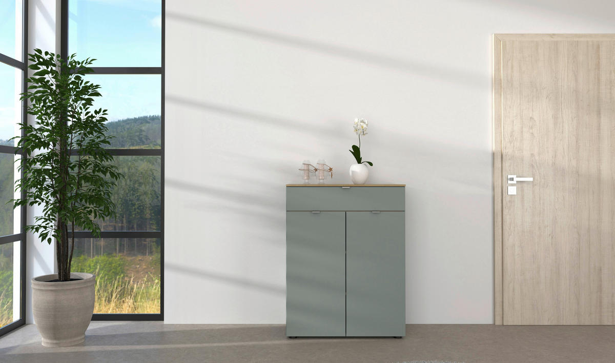 KOMMODE  in 78/101/41 cm  - Schilfgrün/Silberfarben, Design, Holzwerkstoff/Metall (78/101/41cm)