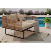 SONNENINSEL 160/120/84 cm  - Creme/Schwarz, Modern, Kunststoff/Textil (160/120/84cm) - Ambia Garden