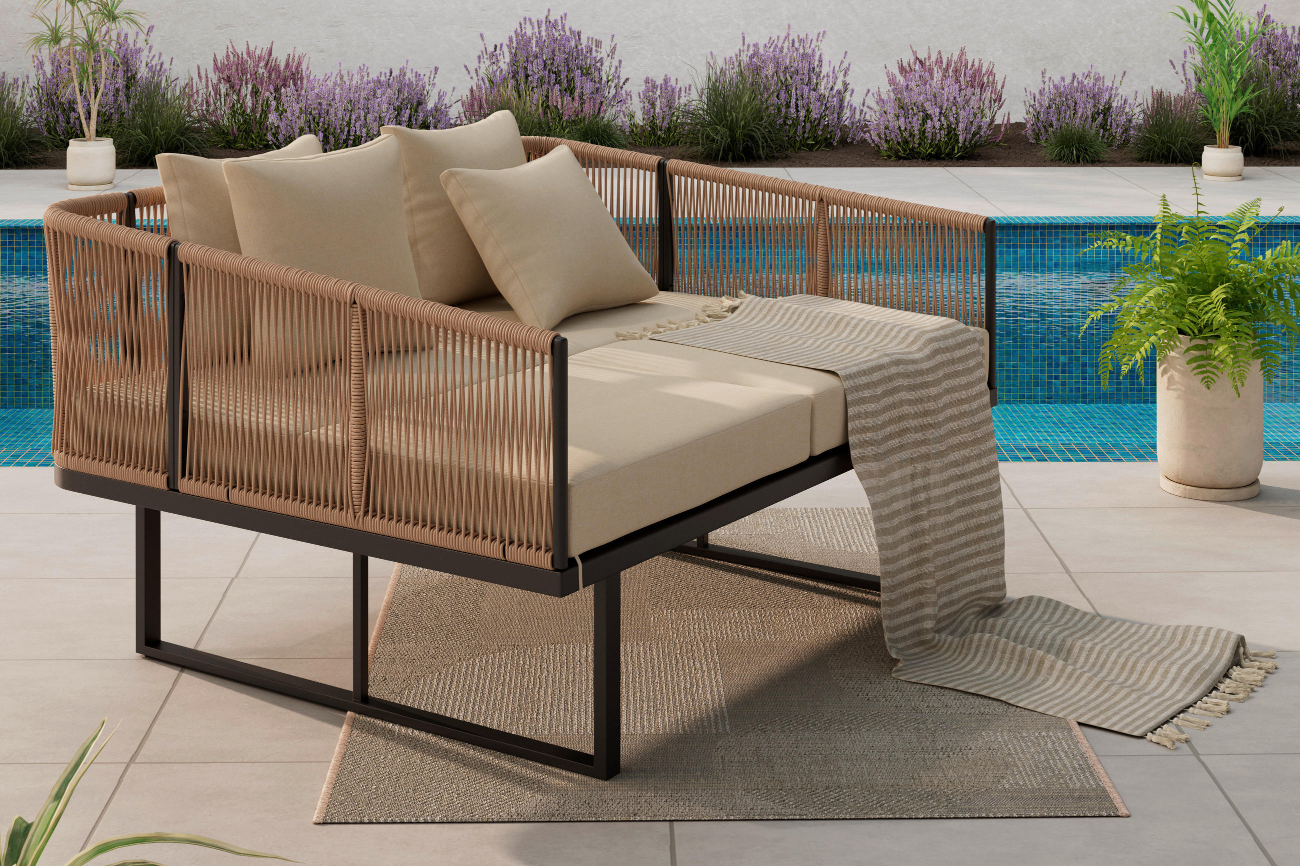 Ambia Garden Sonneninsel Schwarz, Creme 160x120x84 cm